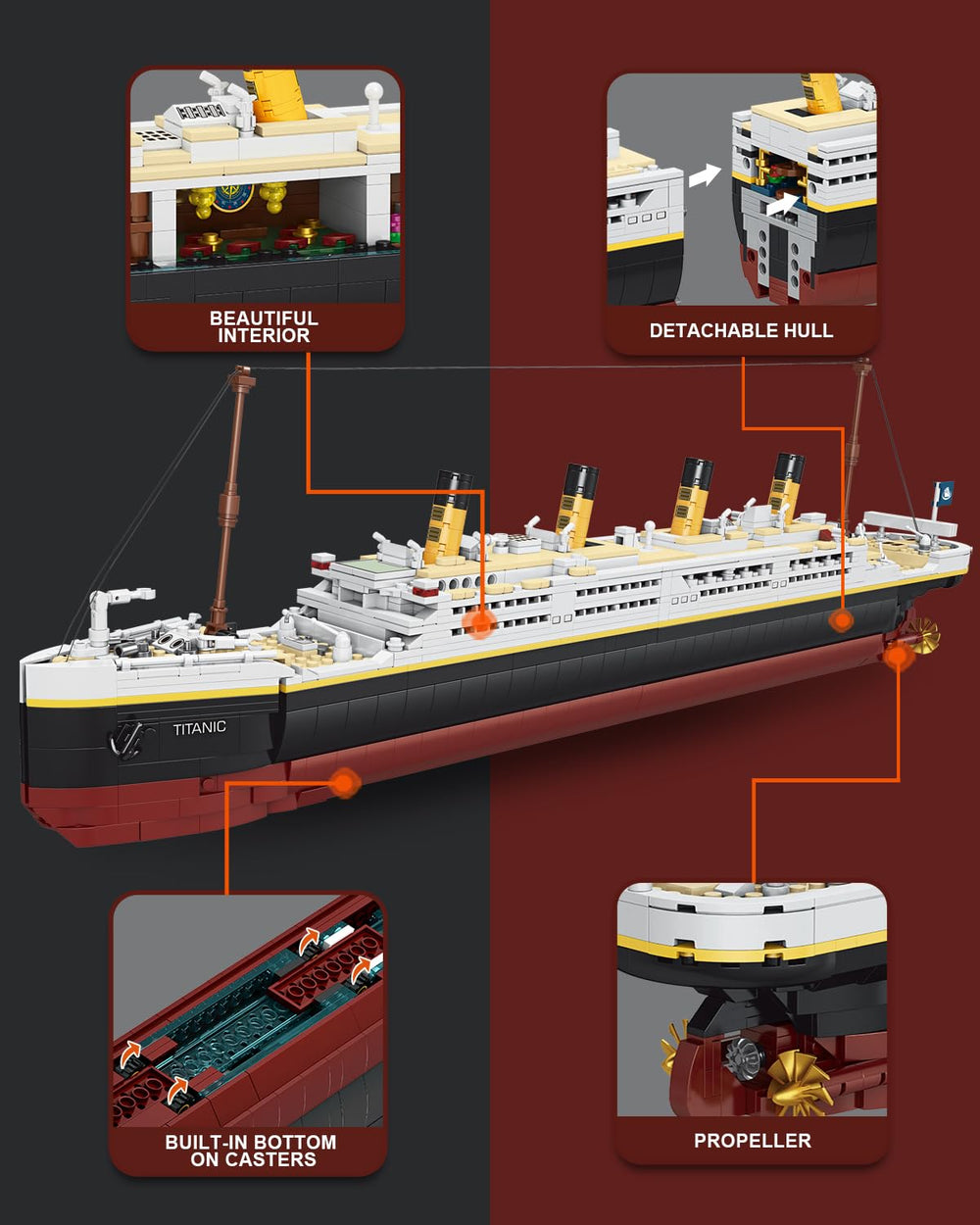 dOvOb Titanic model length 26.9 inches makes a bold centerpiece