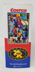 Close-up of the full-color Costco scene from the Eric Dowdle puzzle, ready for display after completion.