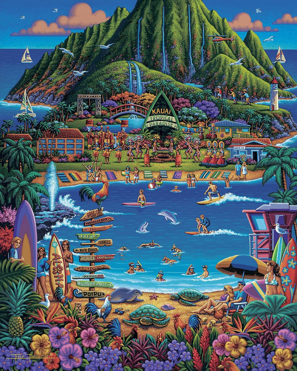 Dowdle Kauai puzzle pieces spread demonstrates variety for mindful, focused solving.