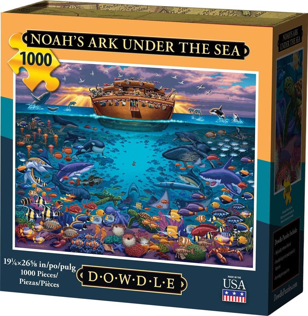 Dowdle Noah's Ark Under The Sea puzzle cover art for family puzzle nights.