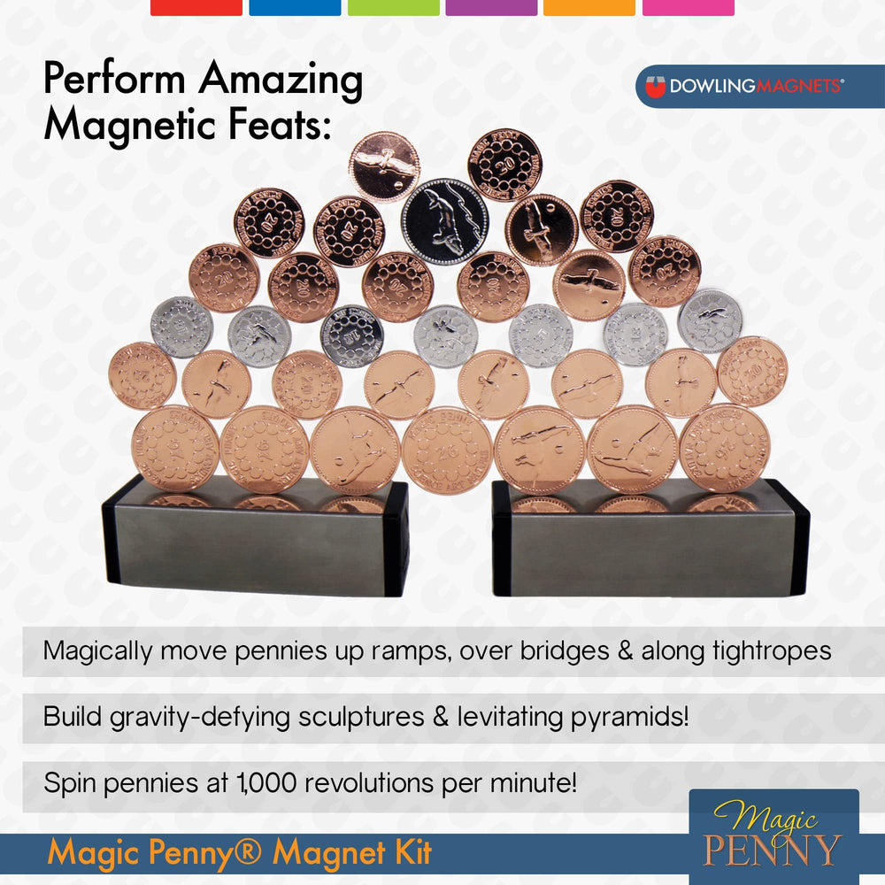 Dowling Magnets Magic Penny Kit pyramid-build demonstrates magnetism and spatial thinking.