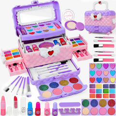 Dpai 54-pcs kids makeup kit with mirror for pretend play and easy dress-up fun.