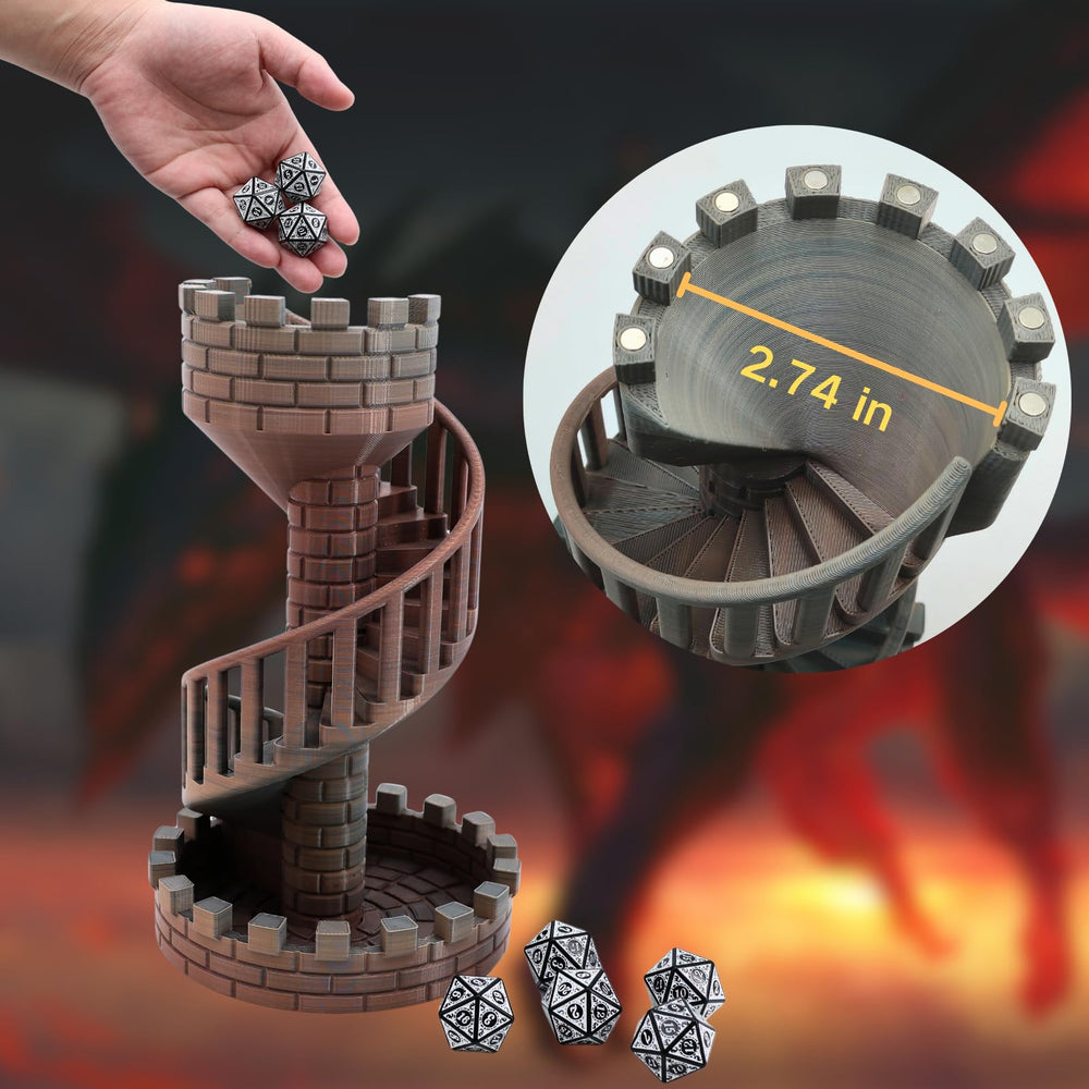 Dpcirk Wyvern Castle Dice Tower entrance shows large-radius opening.