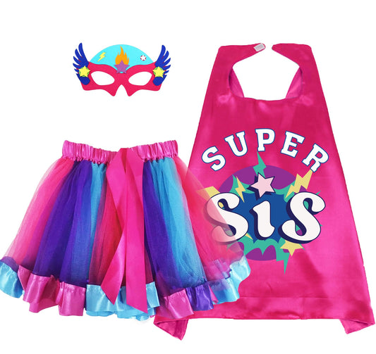 D.Q.Z Super Sisters cape and mask set sparks imaginative play and sister bonding.