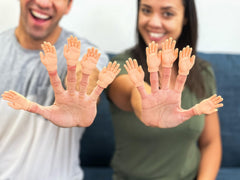 DR DINGUS mini hands show skin-toned realism for fun.