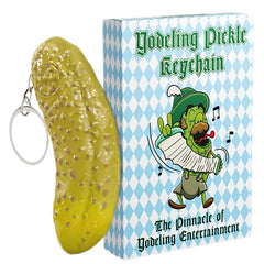 DR DINGUS Tiny yodeling pickle keychain with push-button for quick laughs