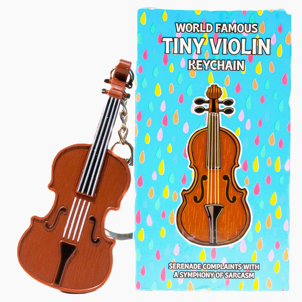 DR DINGUS World's Smallest Violin front view shows compact pocket design for on-the-go whimsy.