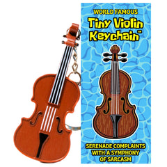 DR DINGUS World’s Smallest Violin keychain with Mr Krabs design, ideal for pocket-ready whimsy.