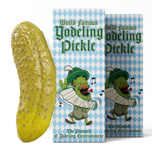 DR DINGUS Yodeling Pickle 2-pack close-up showing playful gag gift vibes.