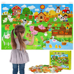 Dr.Rapeti Farm Animals felt board presents a giant scene for imaginative storytelling.
