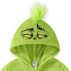 Dr. Seuss Grinch hood with embroidery adds authentic festive charm and character.