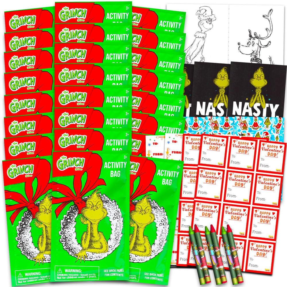 Dr. Seuss Grinch mini coloring book for classroom Valentine's activity