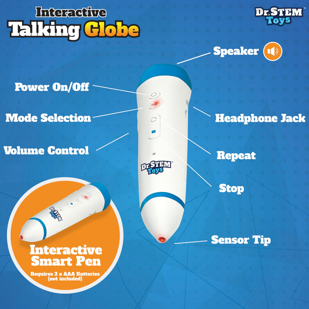 Dr. STEM Toys compact globe fits desks and shelves in classrooms.