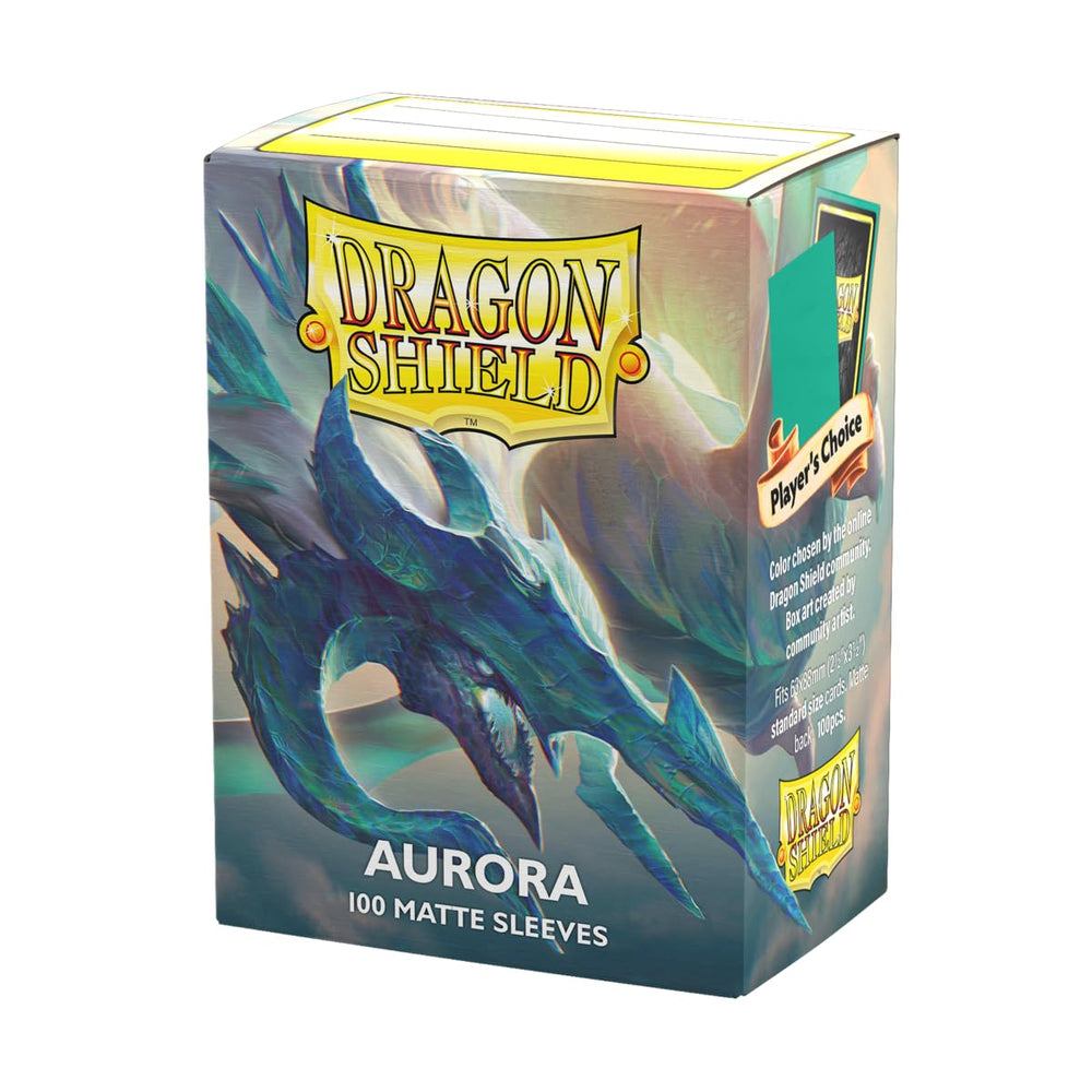 Dragon Shield Aurora standard-size sleeves protect 63x88 mm cards during gameplay.