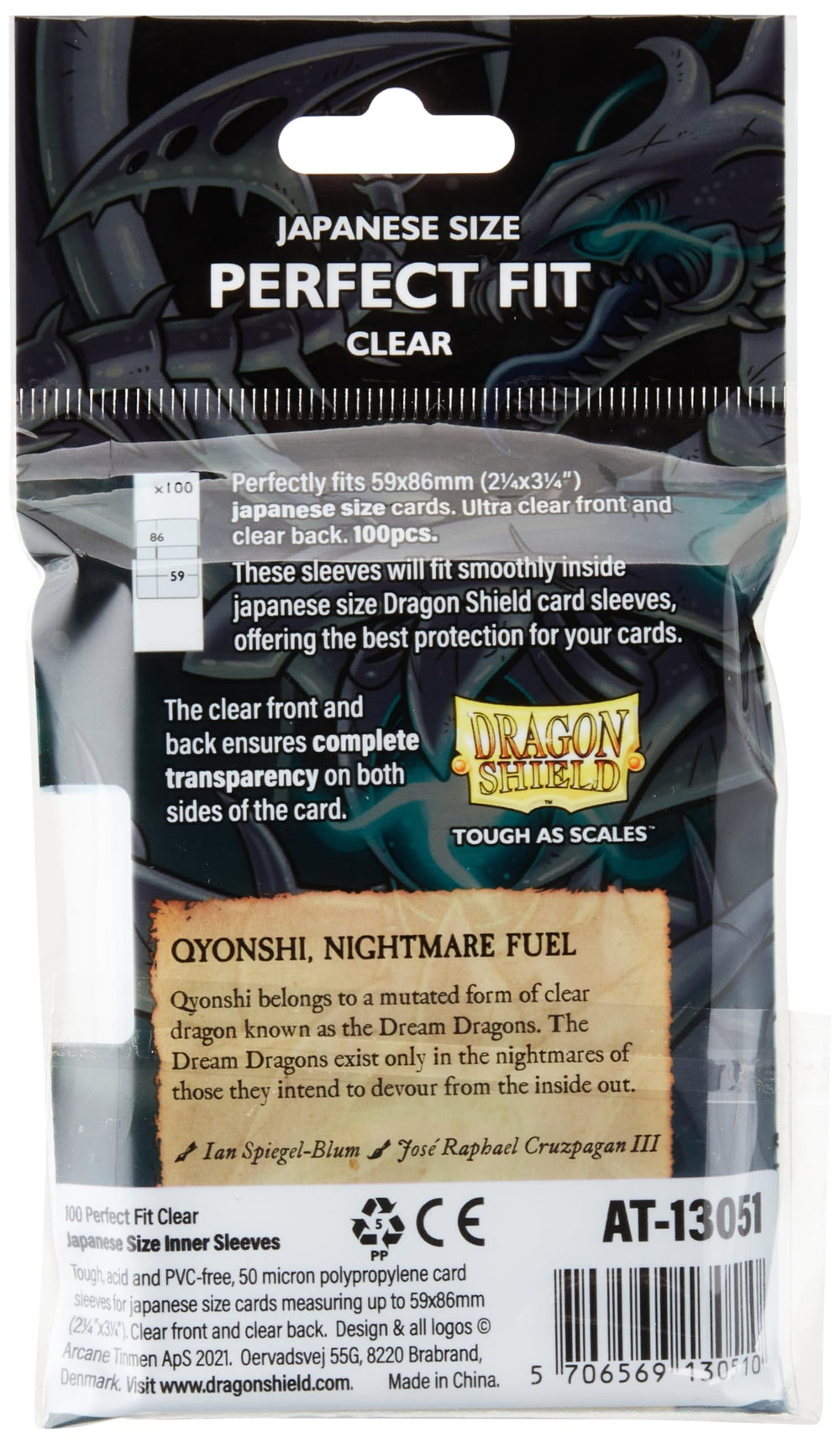 Dragon Shield DS60J Perfect Fit Inner Sleeve snugly fits over cards for double-sleeving.