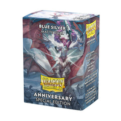 Dragon Shield Matte Dual Sleeves blue-silver front for bold deck presentation and protection.