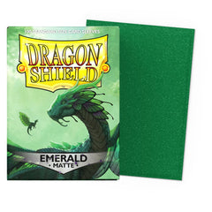 Dragon Shield matte sleeves back emerald color shows premium styling.