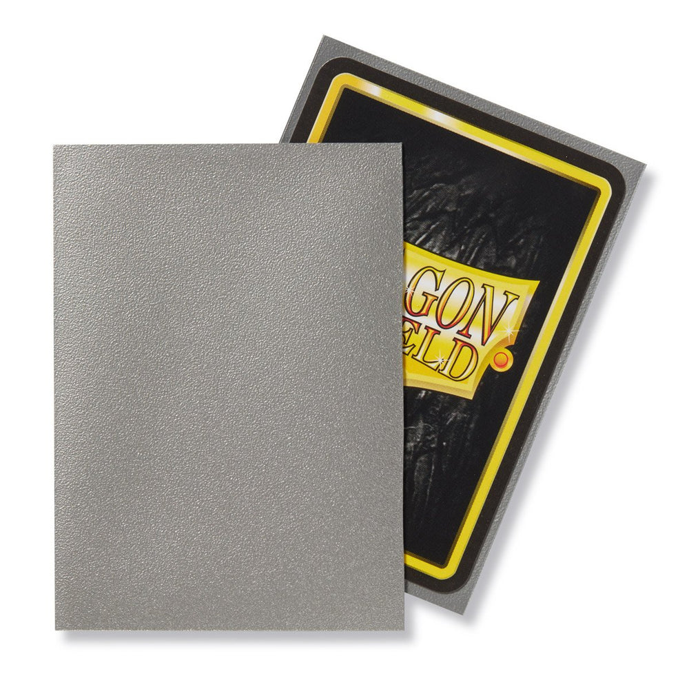 Dragon Shield matte sleeves back view with silver texture for confident grip.
