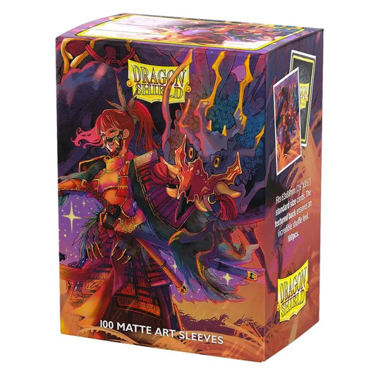 Dragon Shield The Fallen matte sleeves front view with demon warrior artwork.