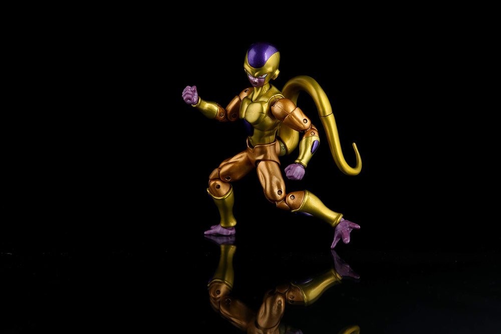 Dragon Stars Golden Frieza figure posed on a shelf for display and care