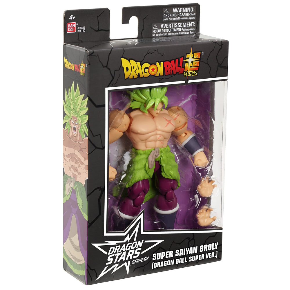 Dragon Stars Series Broly figure mid-swing in a battle scene.