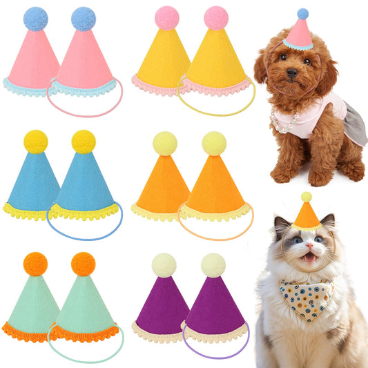 DRANSMIC 12-pack mini party hats for stuffed animals brighten playtime with colorful flair.