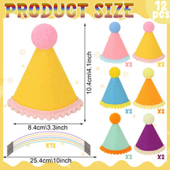 DRANSMIC rainbow felt hats provide safe, adjustable fit for small pets and dolls.