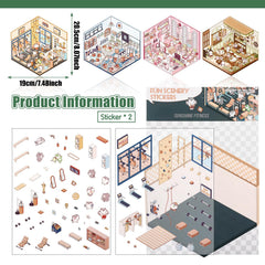 Draupnir 3D house stickers—coffee shop scene for personalizing notebooks