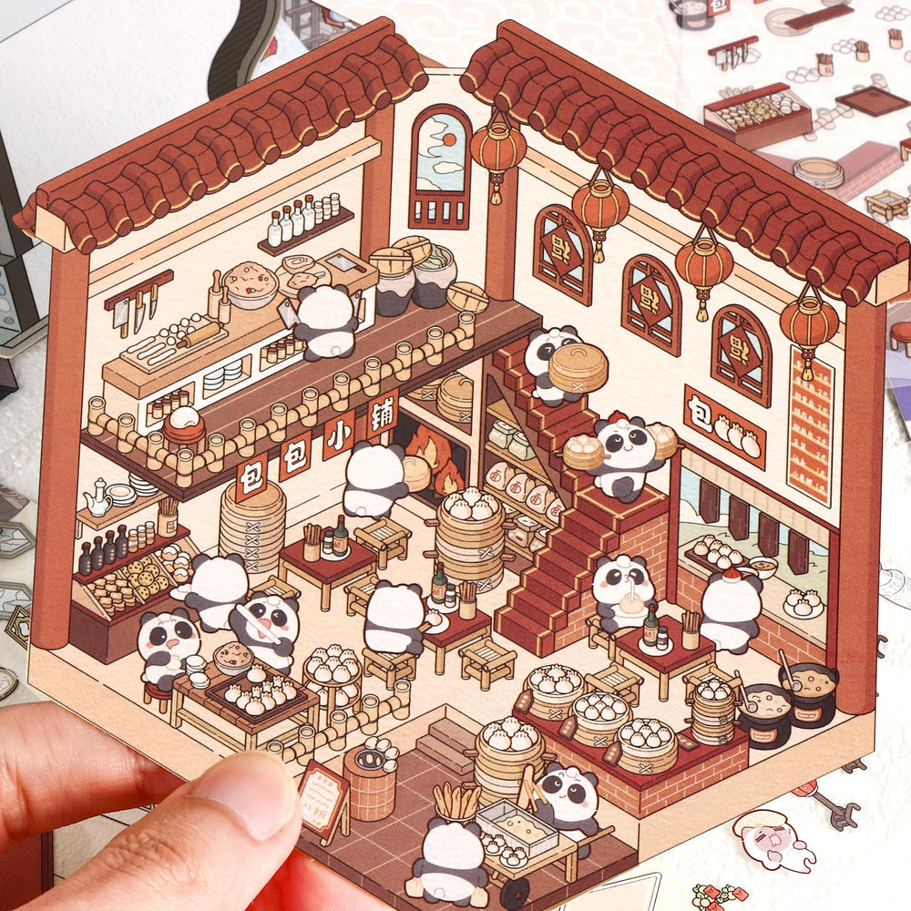 Draupnir DIY 3D House Stickers bookstore scene perfect for journals and laptops