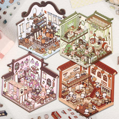 Draupnir DIY 3D House Stickers hot spring scene brightens notebooks and gift wrap designs