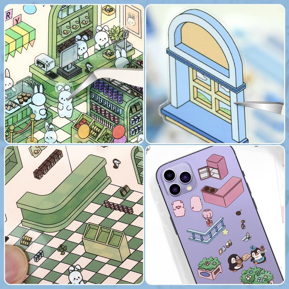 Draupnir DIY 3D House Stickers music bar scene adds colorful, engaging decor ideas
