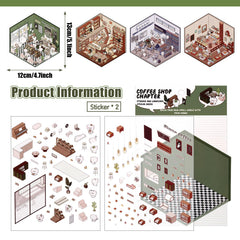 Draupnir DIY 3D House Stickers restaurant scene adds whimsy to notebooks and laptops.