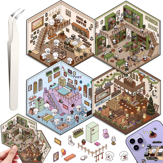 Draupnir DIY 3D House Stickers supermarket scene for creative desk decor and stress relief