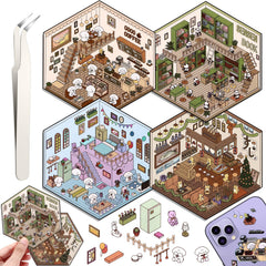 Draupnir DIY 3D House Stickers supermarket scene for creative desk decor and stress relief