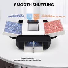 DrawPies automatic card shuffler in manual mode for on-demand shuffling