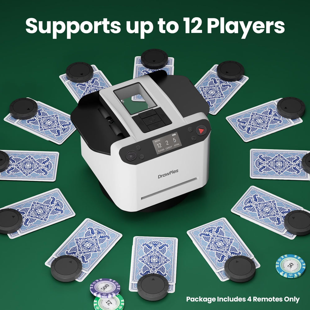 DrawPies MAX6 adjustable tray accommodates different card sizes for multiple games.