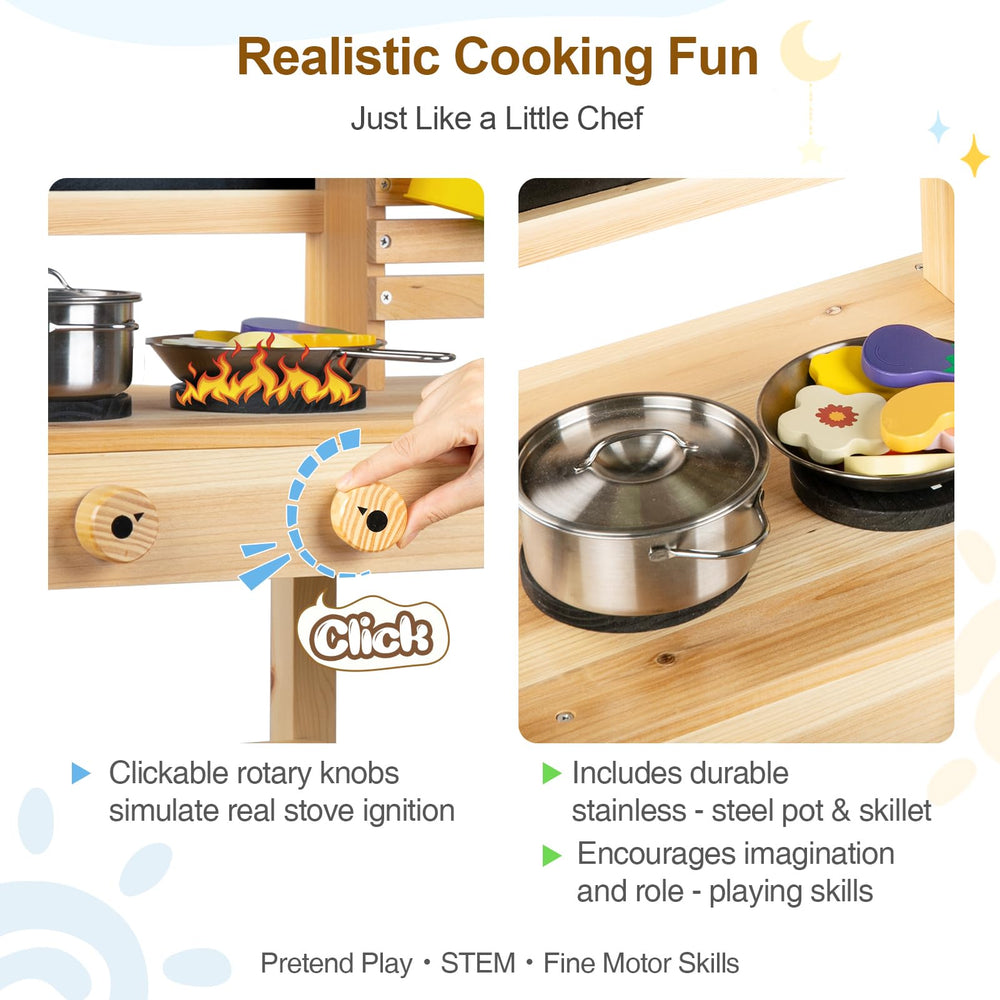 DREAM BUILDING mud kitchen 25-piece accessory set fuels creative washing, stirring, and serving pretend meals