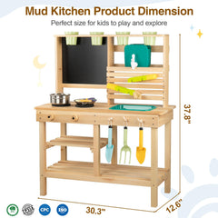 DREAM BUILDING mud kitchen uses weather-resistant wood for year-round outdoor use
