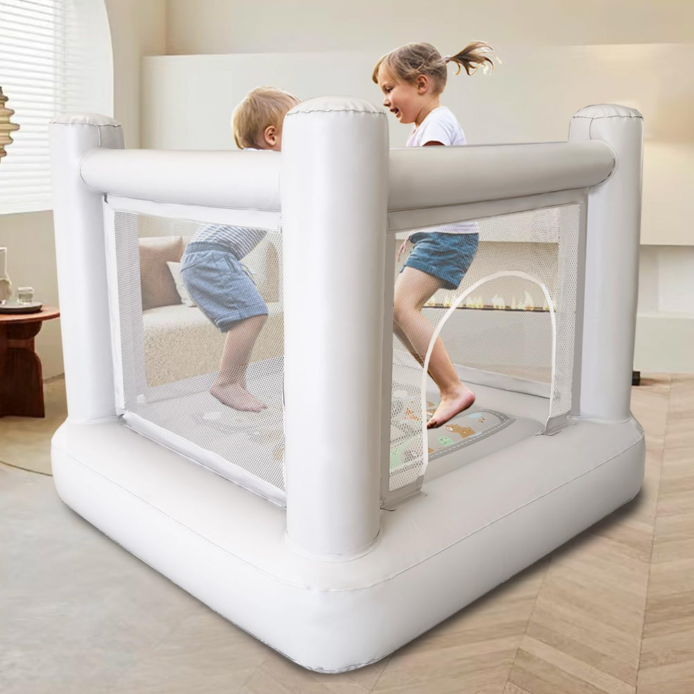 Dream Castle Mini Bounce House front view highlights sturdy construction for lively indoor play.