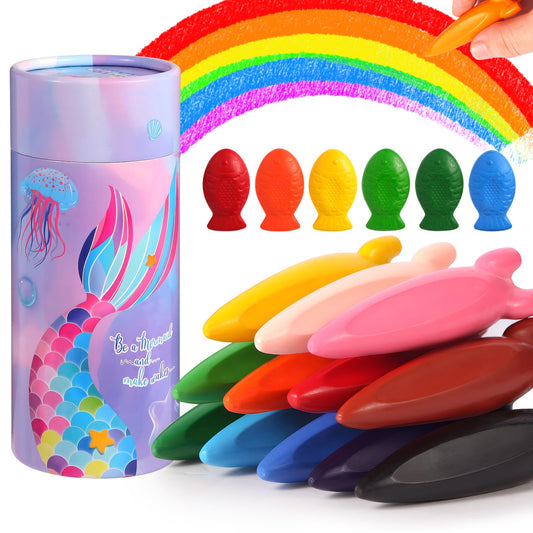 DreamCandy rocket-shaped crayon in small hand with vibrant colors for toddlers