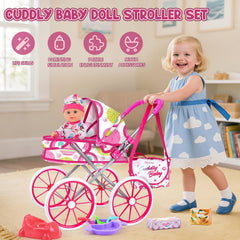 Dreamon 12.5-inch doll in stroller for immersive pretend play