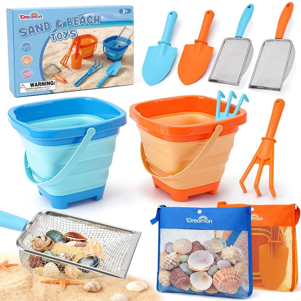 Dreamon Beach Toys 2-pack collapsible buckets for easy shore sand play.