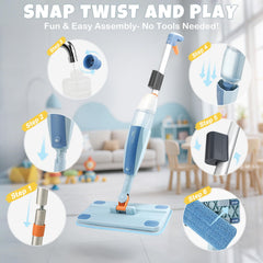 Dreamon Kids Spray Mop features rounded edges for safe, kid-friendly play