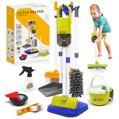 Dreamon toddler cleaning set with broom and dustpan in blue for early tidy habit practice.