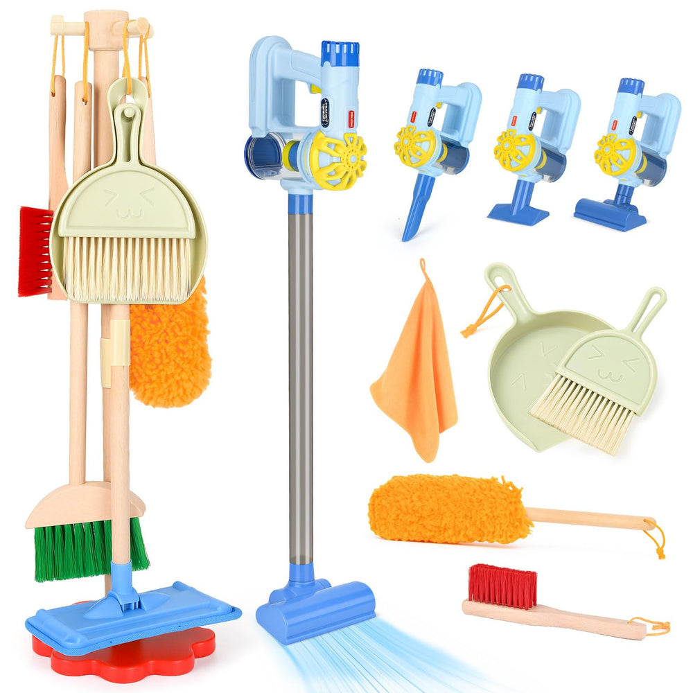 Dreamon wooden toddler cleaning set vacuum in action helps little hands learn cleaning