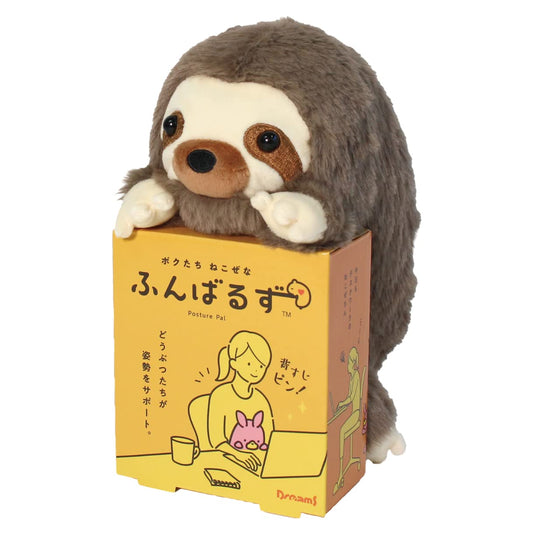 Dreams Posture Pal Sloth sits on a desk, promoting ergonomic alignment during work.