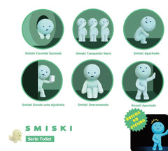 Dreams Smiski Glow in The Dark Toilet Series figure highlights playful bathroom decor at night