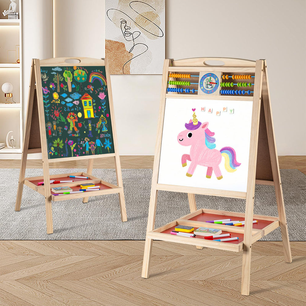 Dreamtailor foldable wooden-frame easel stores compactly after playtime.