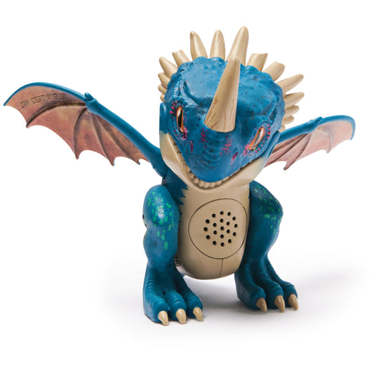 DreamWorks Dragons Roaring Minis Deadly Nadder head-pet activates lifelike motion.