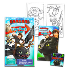 DreamWorks How to Train Your Dragon mini play pack with crayons and a sticker for creativity.